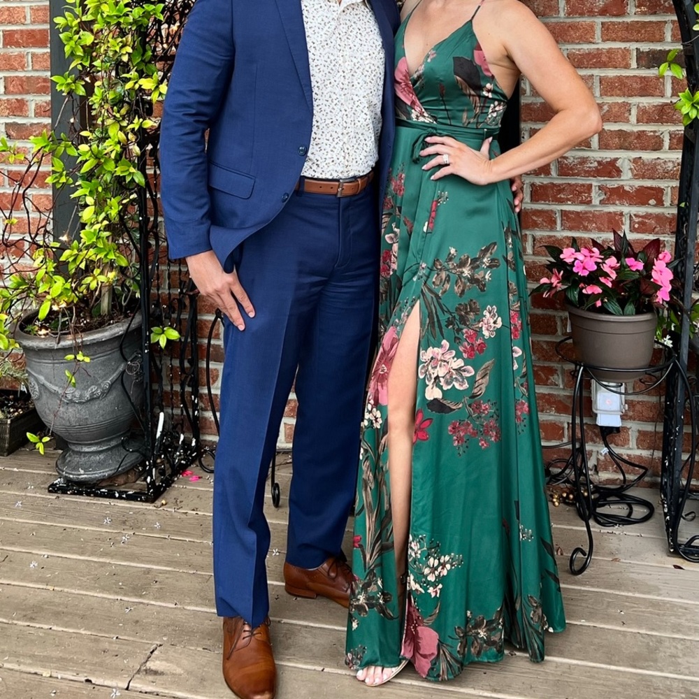 Green Floral Dress with slit